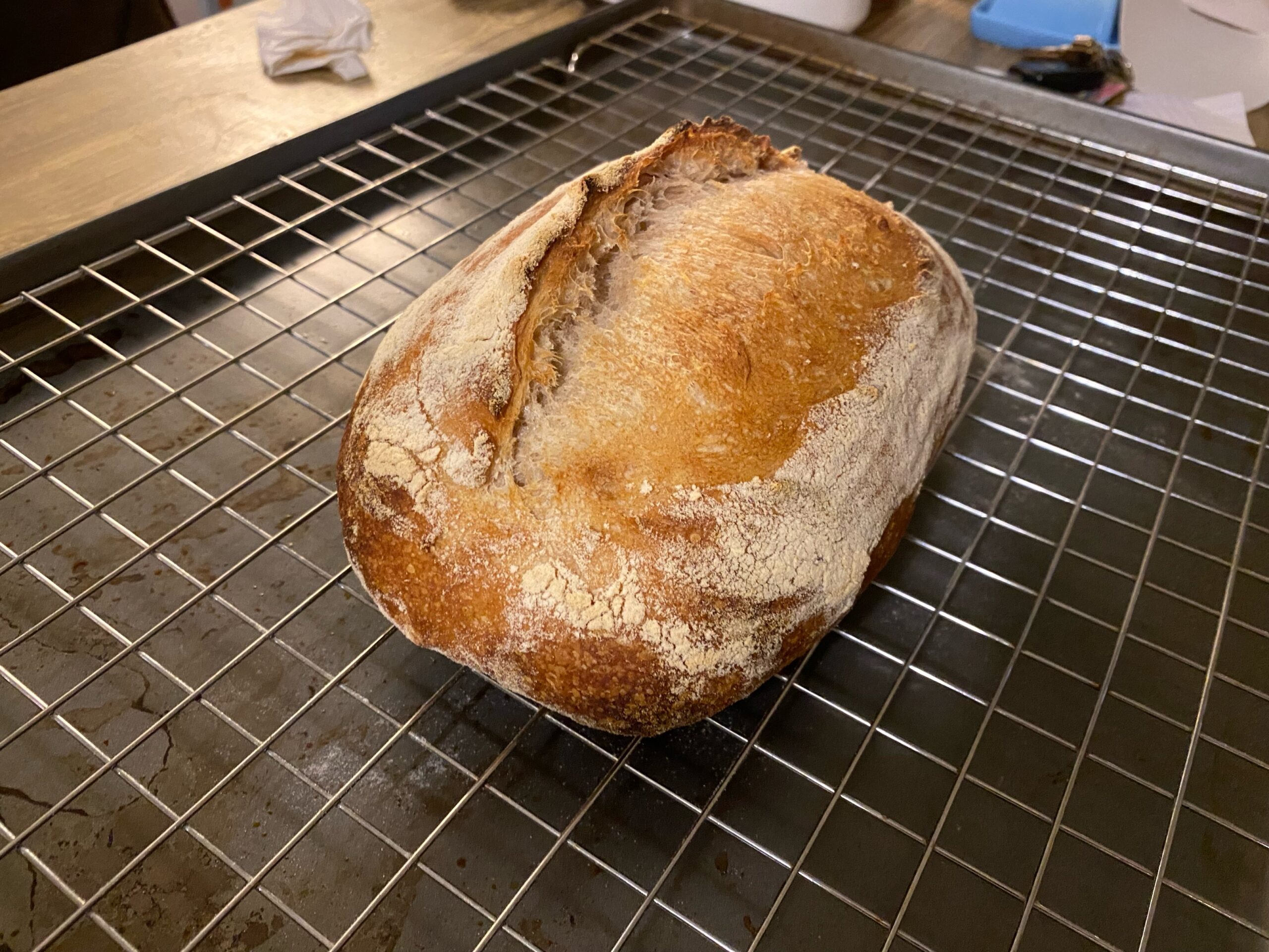 a loaf of homemade sourdough french bread