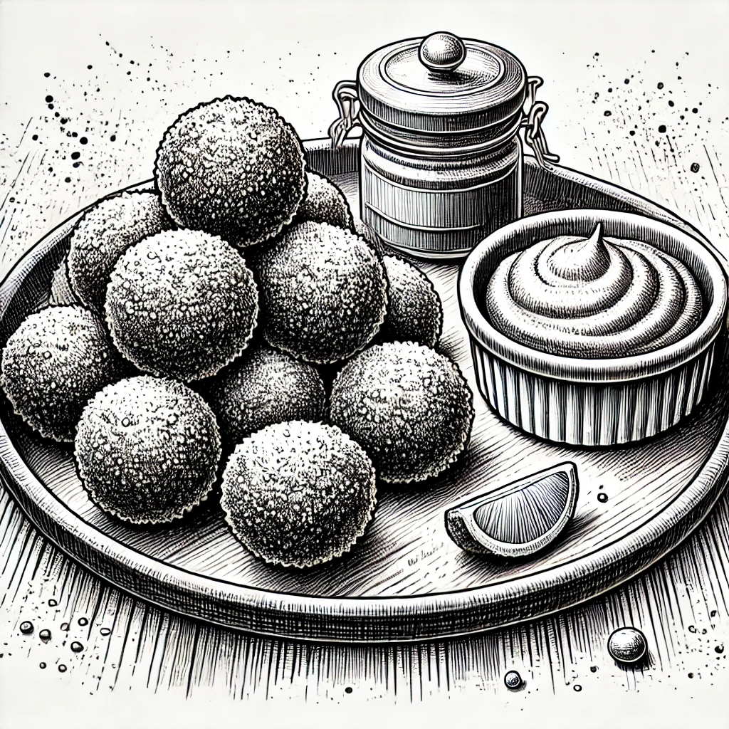 Dutch bitterballen with mustard